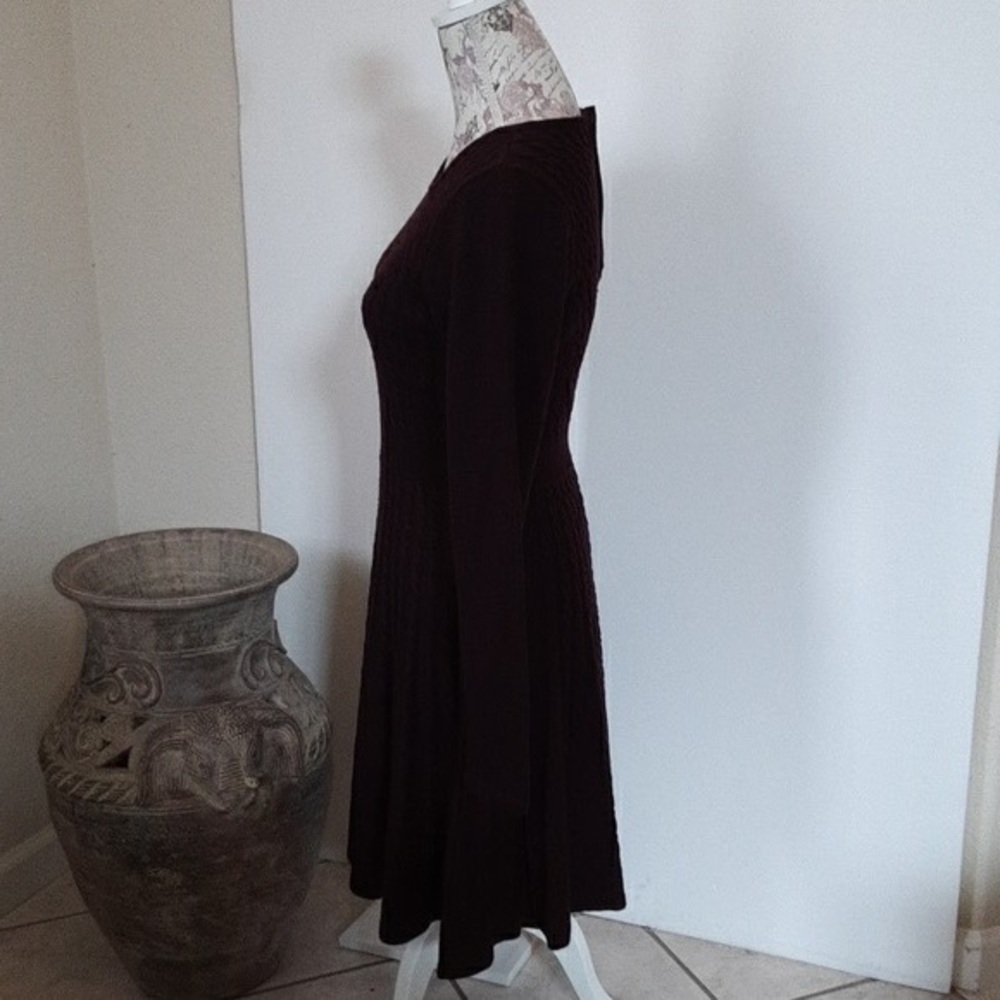 MARC NEW YORK ANDREW MARC Womans Black Cable Knit Scoop Neck Midi Dress Medium - Picture 12 of 13